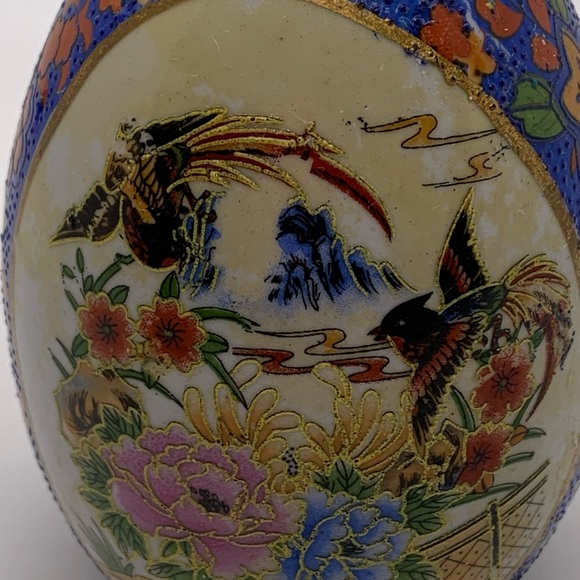 Vintage Mid Century Chinese Porcelain Hand Painted SATSUMA Egg - Picture 9 of 9